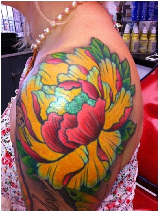Peony tattoo design, idea 3