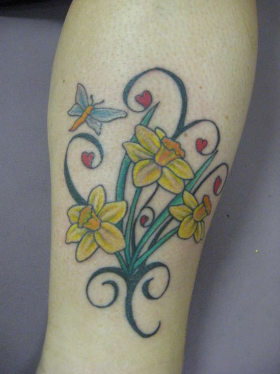 Daffodil tattoo design, idea 8