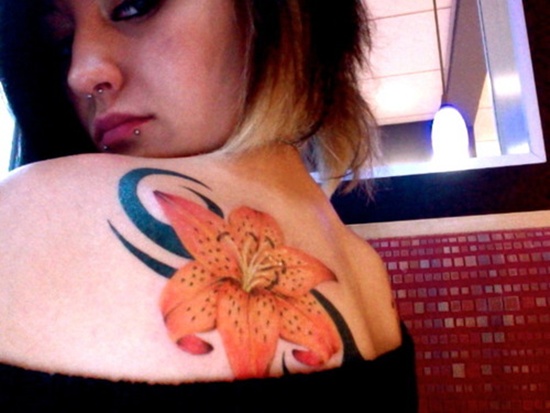 Tiger lily tattoos design, idea 2