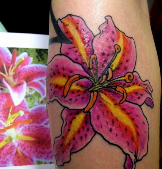 Tiger lily tattoos design, idea 11