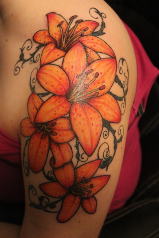 Tiger lily tattoos design, idea 12