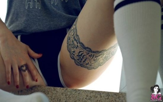 Garter belt tattoo design, idea 9