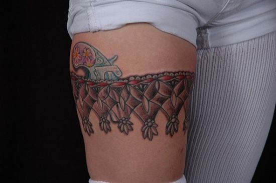 Garter belt tattoo design, idea 7