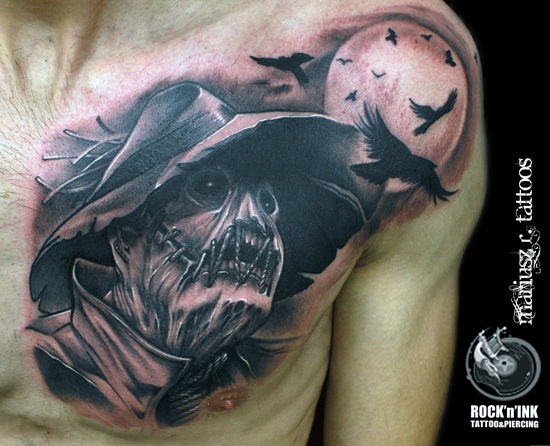 Scary scarecrow tattoos design, idea 5