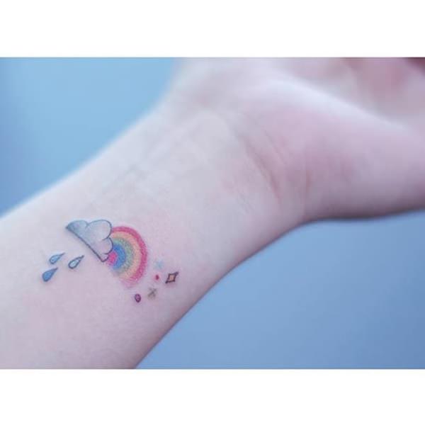 Beautiful rainbow tattoo design, idea 13