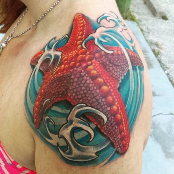 Exceptional starfish tattoo design, idea 28