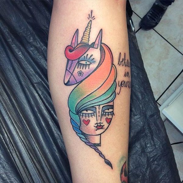 Beautiful rainbow tattoo design, idea 18