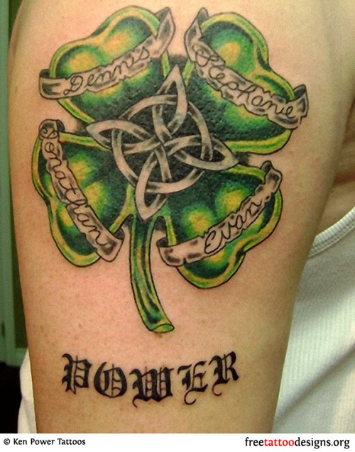 Clover shamrock and leprechaun inspired tattoo design, idea 2