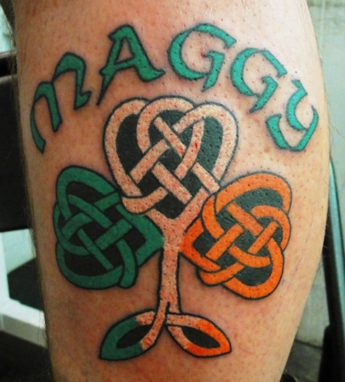 Clover shamrock and leprechaun inspired tattoo design, idea 4