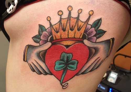 Clover shamrock and leprechaun inspired tattoo design, idea 15