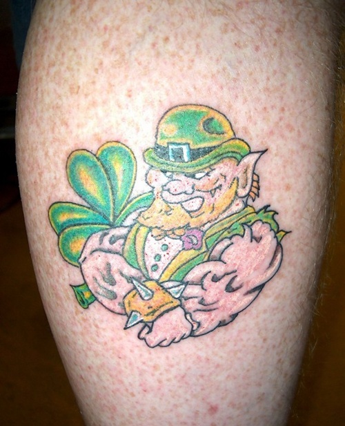 Clover shamrock and leprechaun inspired tattoo design, idea 16