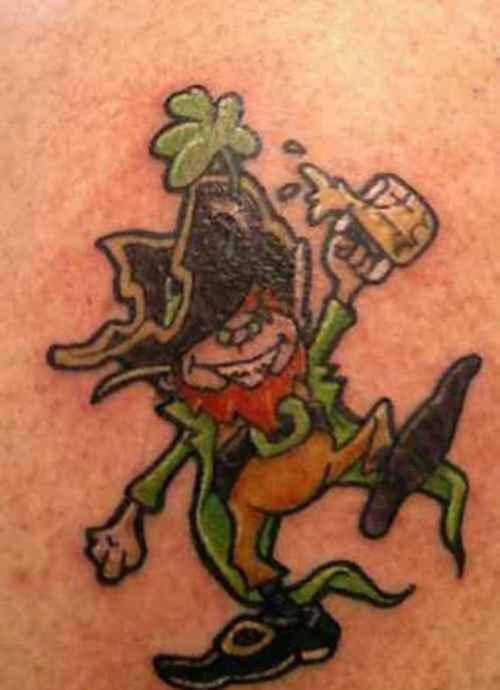 Clover shamrock and leprechaun inspired tattoo design, idea 23