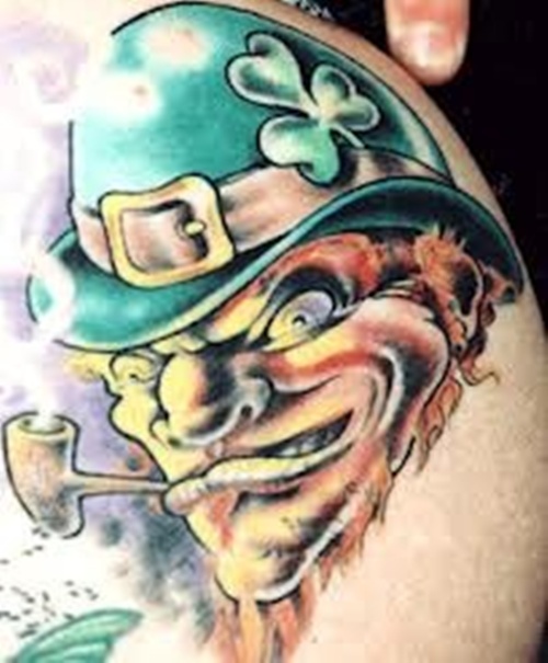 Clover shamrock and leprechaun inspired tattoo design, idea 11