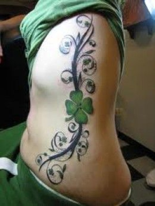 Clover shamrock and leprechaun inspired tattoo design, idea 12