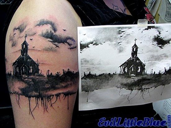 Graveyard and cemetery tattoos design, idea 15