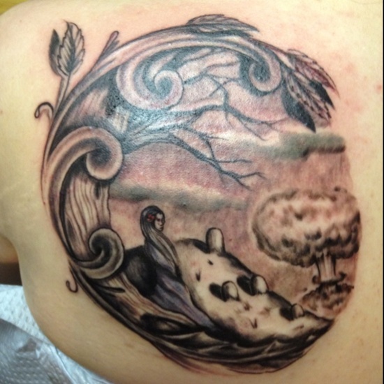Graveyard and cemetery tattoos design, idea 7