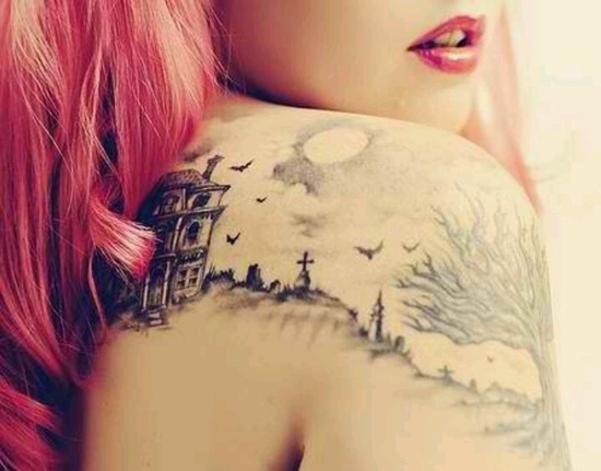 Graveyard and cemetery tattoos design, idea 11