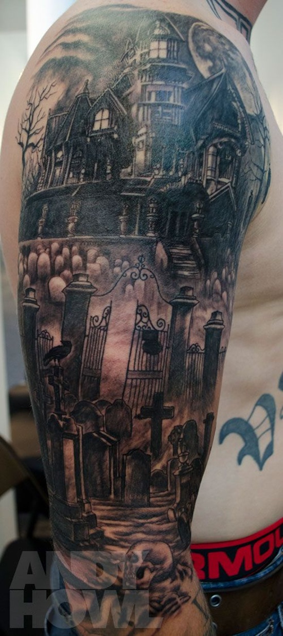 Graveyard and cemetery tattoos design, idea 3