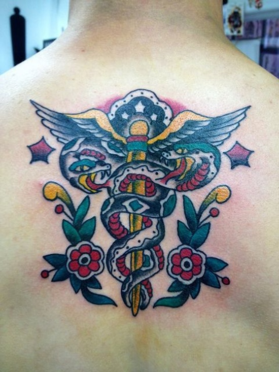 Fascinating tattoos with caduceus design, idea 12
