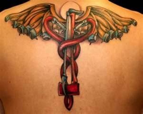 Fascinating tattoos with caduceus design, idea 13