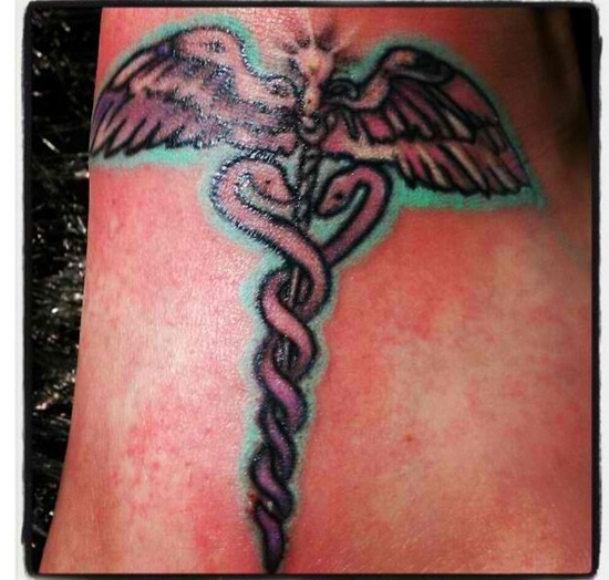 Fascinating tattoos with caduceus design, idea 15