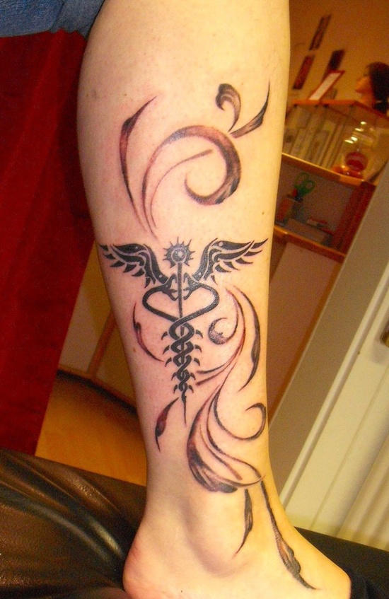 Fascinating tattoos with caduceus design, idea 16