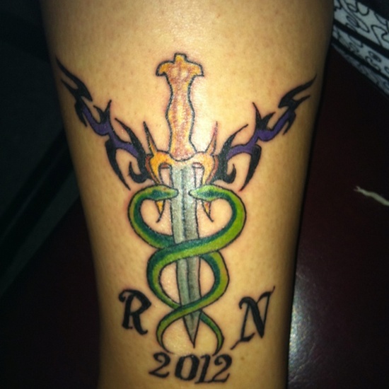 Fascinating tattoos with caduceus design, idea 17