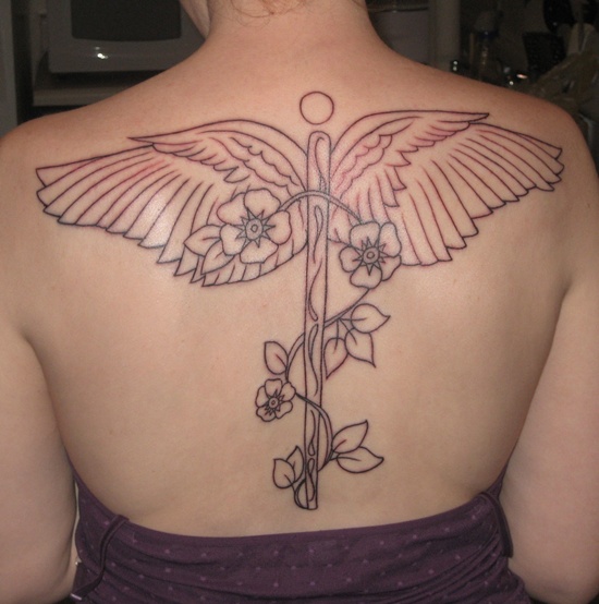 Fascinating tattoos with caduceus design, idea 19