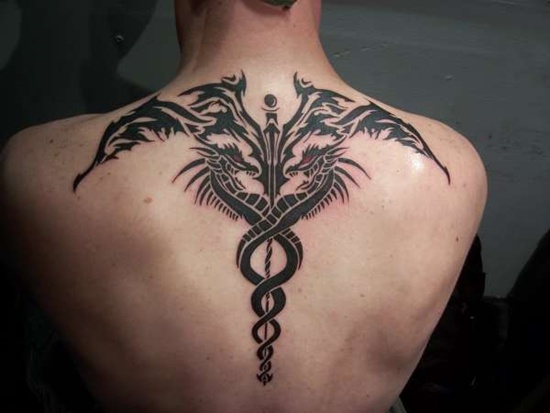 Fascinating tattoos with caduceus design, idea 20