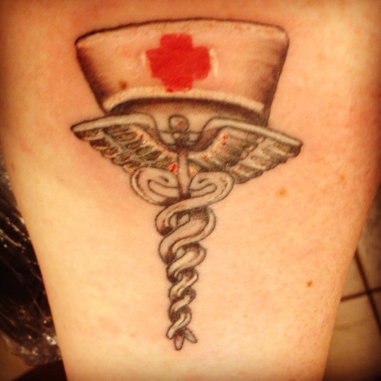 Fascinating tattoos with caduceus design, idea 4