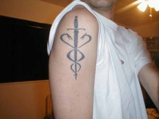 Fascinating tattoos with caduceus design, idea 22