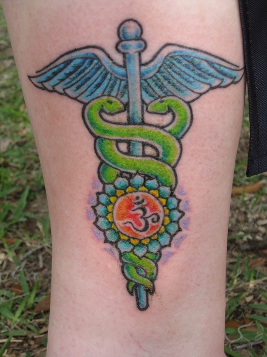 Fascinating tattoos with caduceus design, idea 24
