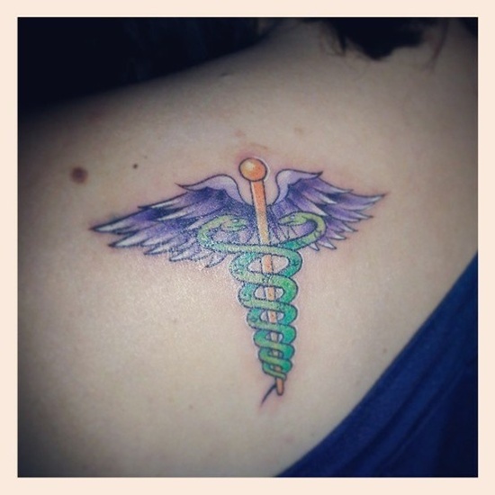 Fascinating tattoos with caduceus design, idea 26