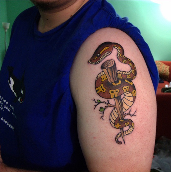 Fascinating tattoos with caduceus design, idea 28