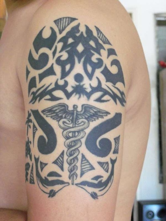 Fascinating tattoos with caduceus design, idea 30