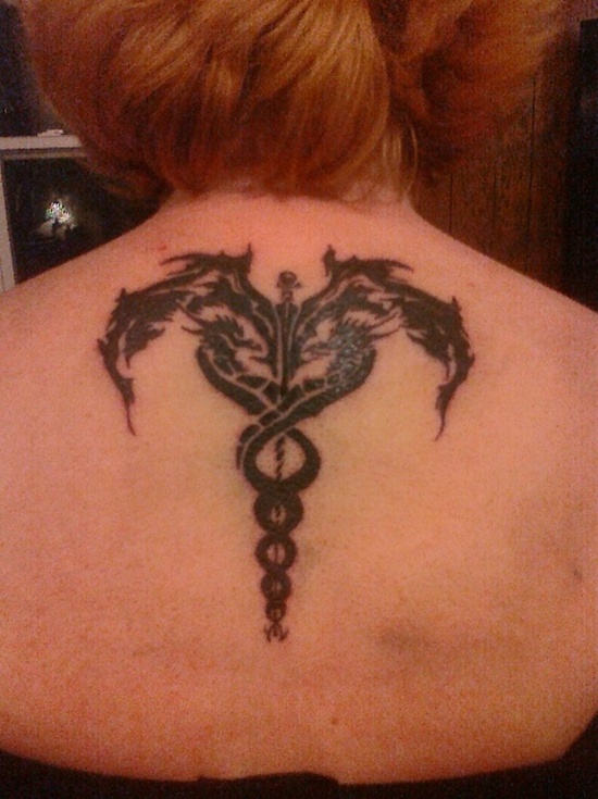 Fascinating tattoos with caduceus design, idea 8