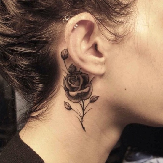 Behind the ear tattoos design, idea 28