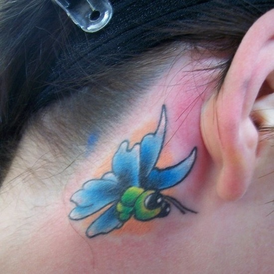 Behind the ear tattoos design, idea 10