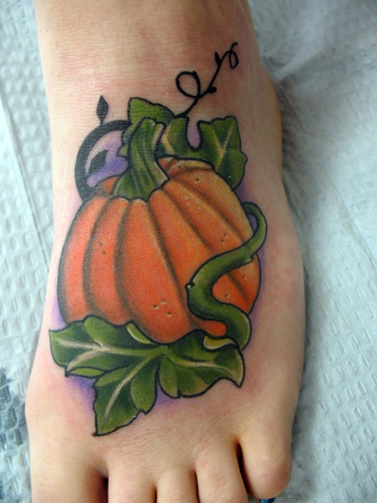 Evil looking pumpkin tattoos design, idea 13