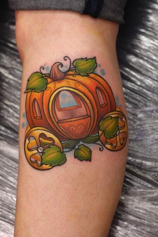 Evil looking pumpkin tattoos design, idea 10