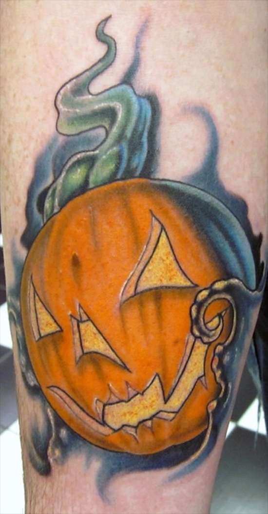 Evil looking pumpkin tattoos design, idea 12