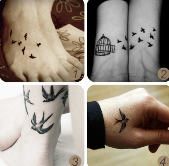 Tattoos showing bird flocks design, idea 8
