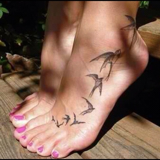 Tattoos showing bird flocks design, idea 4