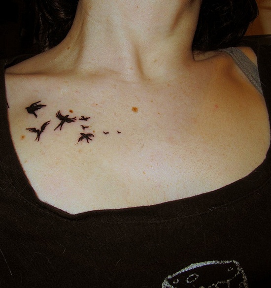 Tattoos showing bird flocks design, idea 9