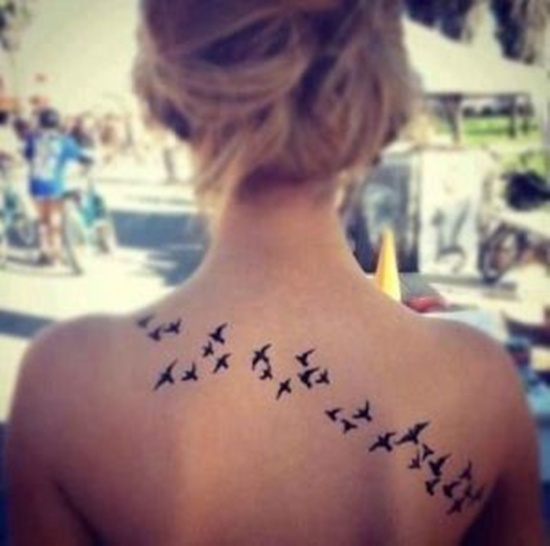 Tattoos showing bird flocks design, idea 16