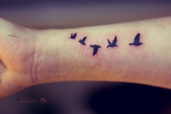 Tattoos showing bird flocks design, idea 20