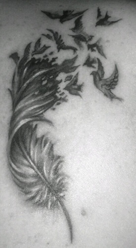 Tattoos showing bird flocks design, idea 11