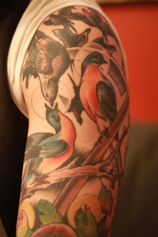 Tattoos showing bird flocks design, idea 22