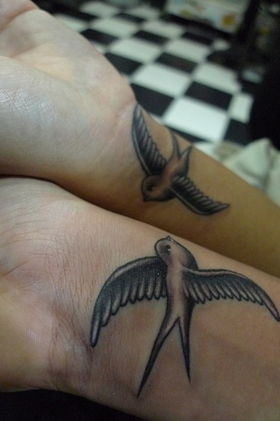 Tattoos showing bird flocks design, idea 24