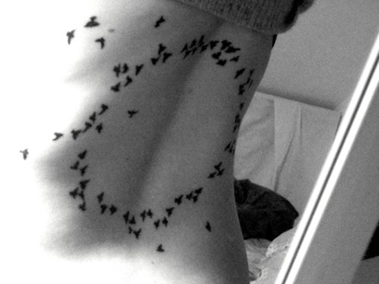 Tattoos showing bird flocks design, idea 26
